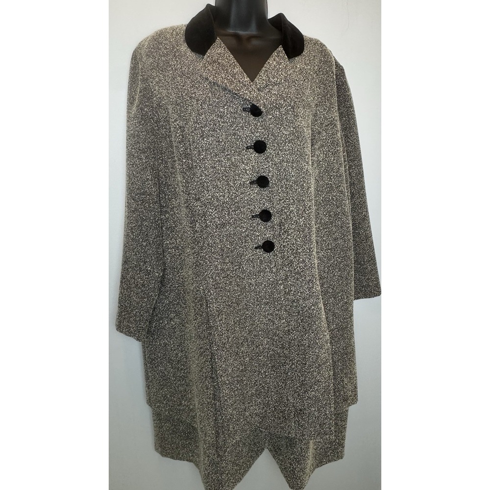 VTG Virgo Women's Petite 18 Marled Knit Jacket Dress Black & White Tweed Style